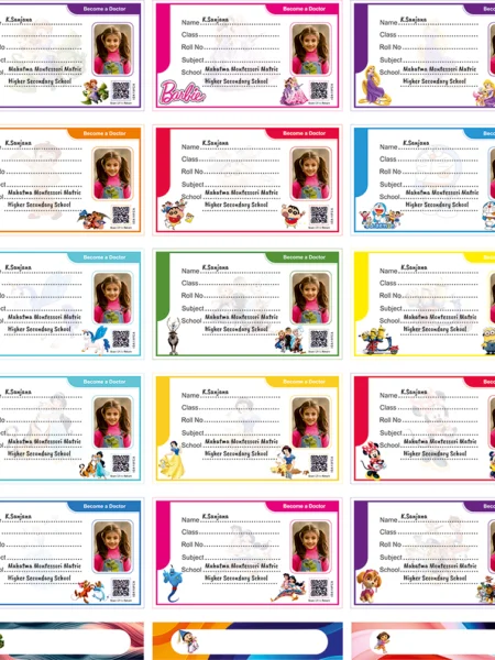 Personalized QR Code Notebook labels with your Kids Photo (50)
